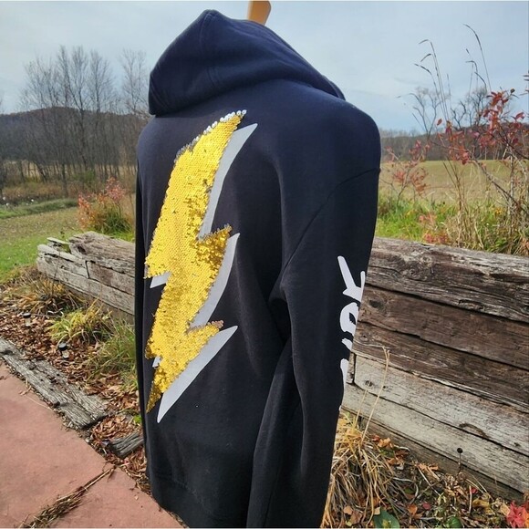 NWT  International Concepts I.N.C.  Sequin Graphic Hoodie, Black. - Picture 11 of 15